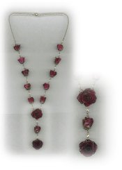 Dark Red Rose "Y" Necklace, Click here  for enlarged photo