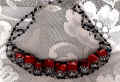 A very gothic, dark, blood red rose choker, Click here for enlarged photo