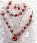 Rose Jewelry Set, necklace, earrings, and matching bracelet,. Click here for an enlarged photo